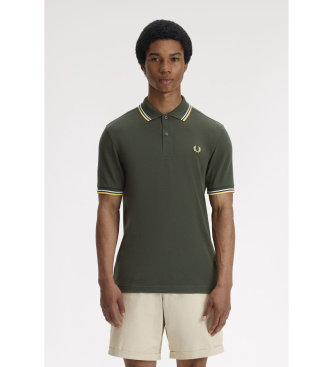 Fred Perry para hombre. M3600 Polo Twin Tipped verde (XXL), Casual, Algodón, Manga corta