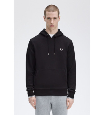 Fred Perry para hombre. M2643 Sudadera con capucha y ribetes negro (L), Casual, Algodón