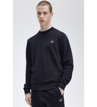 Fred Perry para hombre. M7535 Sudadera con cuello redondo marino (L), Casual, Algodón