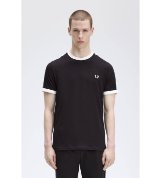 Fred Perry Para Hombre. M4620 Camiseta Raped Ringer Negro (L), Casual, AlgodóN, Manga Corta-image