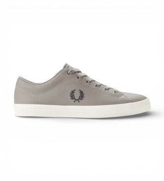 Fred Perry para hombre. B1306-119 Zapatillas de Piel Baseline gris (44), Plano, Cordones, Casual