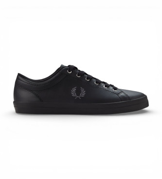 Fred Perry para hombre. B1306-102 Zapatillas de Piel Baseline negro (43), Plano, Cordones, Casual