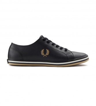 Fred Perry para homem. TÃªnis de couro Kingston preto Fred Perry