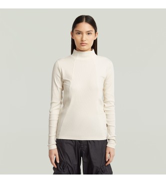G-Star para mujer. D26905-E136-111 Camiseta A-Line Slim Rib Mock beige (XL), Casual, Manga larga, Algodón Orgánico, Sostenible