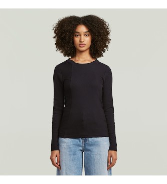 G-Star para mujer. D26903-E136-6484 Camiseta A-Line Slim Rib negro (M), Casual, Manga larga, Algodón Orgánico, Sostenible