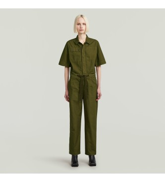 G-Starvoor vrouwen. D26923-D388-C793 Legergroene jumpsuit (L), Casual, Katoen, Korte mouwen