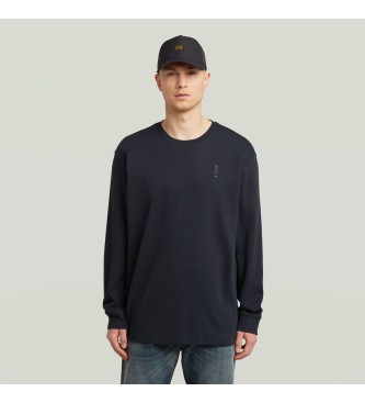 G-Star för män. D26835-D976-C742 T-shirt Rygg Embro Text Lös navy (XXL), Casual, Bomull, Lång ärm, Marino