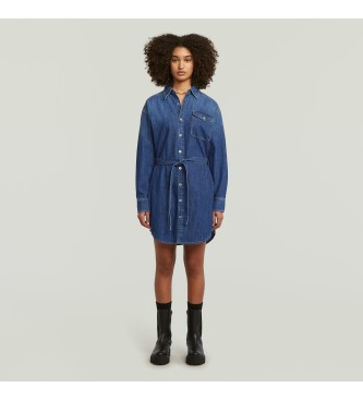 G-Star para mujer. D26814-D252-G749 Vestido Belted azul (XL), Casual, Algodón, Manga larga