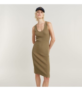 G-Star para mujer. D24659-D605-G290 Vestido Bodycon Ribbed verde (M), Casual, Sin mangas / Tirantes, Algodón Orgánico, Sostenible