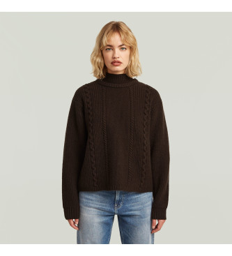 G-Star para mujer. D27730-D770-A926 Jersye Cable double collar marrón (XS), Casual, Lana, Clásico, Manga larga