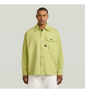 G-Star para hombre. D26255-D947-H160 Camisa plisada Boxy manga larga verde (M), Casual, Sostenible, Algodón Reciclado