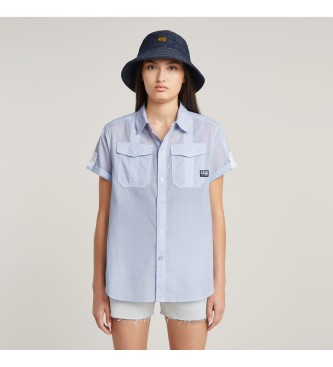 G-Star para mujer. D26132-D925-H065 Camisa Button Through azul (M), Casual, Algodón, Manga corta