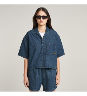 G-Star para mujer. D26298-D941-H165 Camisa de pijama azul (XL), Casual, Denim, Manga corta, Algodón Orgánico, Sostenible