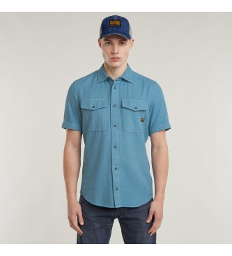 G-Star para hombre. D19751-D454-H055 Camisa Marine Slim azul (XS), Casual, Manga corta, Algodón Orgánico, Sostenible