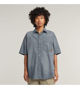 G-Star para mujer. D26594-D944-H134 Camisa Relaxed azul (S), Casual, Manga corta, Algodón Orgánico, Sostenible