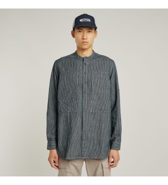 G-Star para hombre. D26182-D915-5963 Camisa Stand Collar Rollup Relaxed marino (L), Casual, Algodón, Manga larga