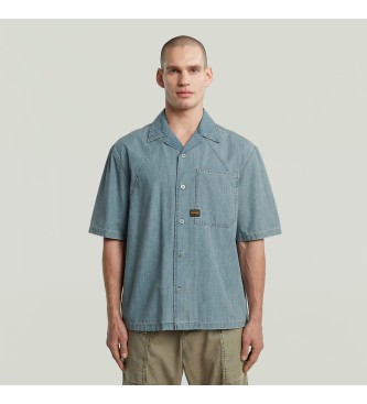 G-Star para hombre. D26252-D953-H167 Camisa Track Relaxed azul (XL), Casual, Manga corta, Algodón Orgánico, Sostenible