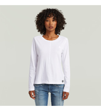 G-Star para mujer. D29328-4107-110 Camiseta Front Seam blanco (XXS), Casual, Algodón, Manga larga
