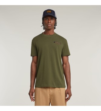 G-Star para homem. D26047-C336-B230 Camisola com nervuras em arco com gráfico nas costas verde (XL), Casual, Algodão, Manga curta