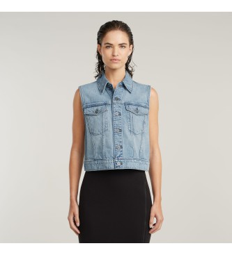 G-Star para mujer. D24570-D536-G339 Chaleco encogido azul (XS), Casual, Denim, Algodón Orgánico, Sostenible