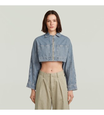 G-Star para mujer. D26289-D943-H156 Chaqueta Hyper Cropped azul (XL), Casual, Denim, Algodón Orgánico, Sostenible