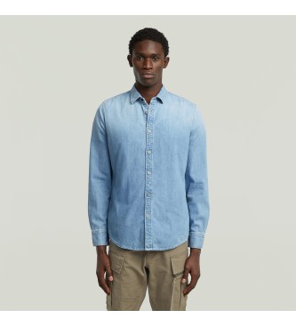 G-Star para hombre. D27681-D252-G614 Camisa Clean Slim azul (S), Casual, Manga larga, Sostenible, Algodón Reciclado