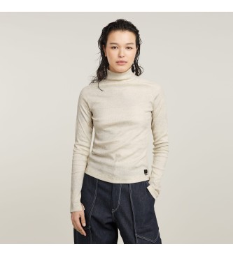 G-Star para mujer. D25069-D799-G951 Camiseta Coated slim rib mock beige (XXS), Casual, Manga larga, Algodón Orgánico, Sostenible