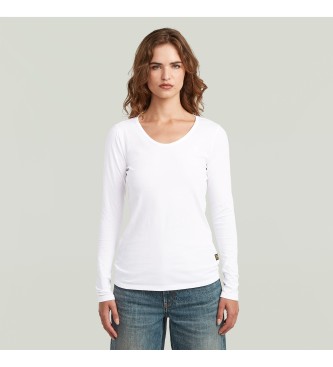 G-Star para mujer. D29317-4107-110 Camiseta Core Eyben Slim blanco (XXS), Casual, Algodón, Manga larga