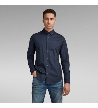 G-Star för män. D17026-C271-4213 Dressed Super Slim marinblå skjorta (XS), Casual, Bomull, Lång ärm, Marino