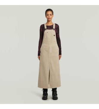 G-Starvoor vrouwen. D26965-E078-D848 Beige salopette jurk (L), Casual, Katoen, Mouwloos / spaghettibandjes