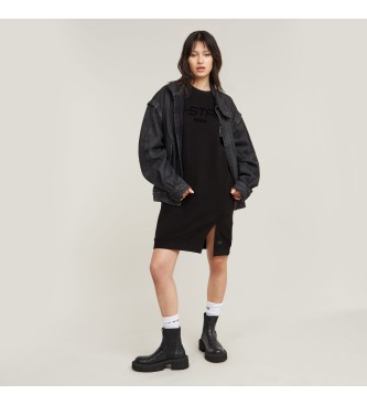 G-Star para mujer. D25038-D589-6484 Vestido de punto con estampado en relieve negro (XXS), Casual, Manga larga, Algodón Orgánico, Sostenible