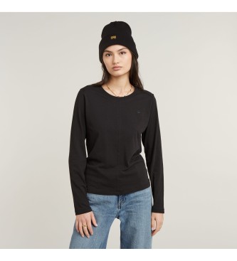 G-Star para mujer. D24514-4107-6484 Camiseta Front Seam negro (XXS), Casual, Manga larga, Algodón Orgánico, Sostenible