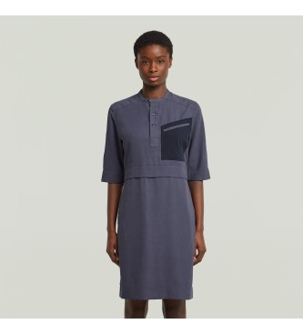 G-Star para mujer. D26962-D522-H392 Vestido Camisero Half Placket azul (M), Casual, Viscosa, Manga 3/4