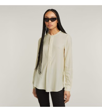 Blusa Half placket beige (XXS), Casual, Viscosa, Manga larga