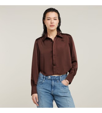 G-Star para mujer. D25269-D414-9823 Camisa Holiday Cropped marrón (L), Casual, Manga larga, Poliéster Reciclado, Sostenible