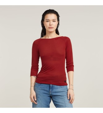 G-Star para mujer. D25065-9297-1828 Top Ceñido en las lumbares con mangas 3/4 rojo (XL), Casual, Manga larga, Lyocell