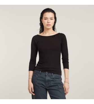 G-Star para mujer. D25065-9297-6484 Top ajustado de espalda baja con mangas 3/4 negro (XS), Casual, Manga 3/4, Lyocell