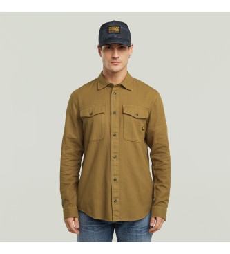 G-Star para hombre. D24963-D454-B570 Camisa Marine Slim marrón (XS), Casual, Algodón, Manga larga, Sostenible, Algodón Reciclado