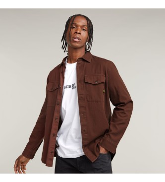 G-Star para hombre. D24963-D454-G701 Camisa Marine Slim marrón (M), Casual, Algodón, Manga larga, Algodón Orgánico, Sostenible