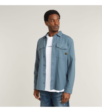 G-Star para hombre. D24963-D454-G744 Camisa Marine Slim azul (L), Casual, Manga larga, Algodón Orgánico, Sostenible