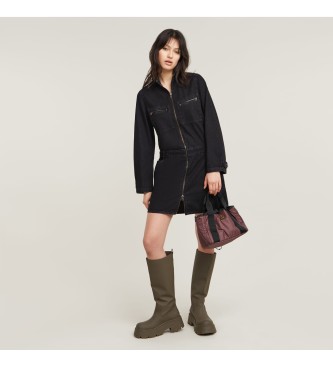 Vestido Mechanics negro (S), Casual, Algodón, Denim, Manga larga