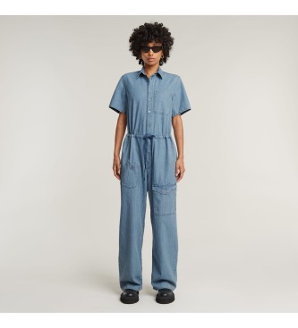 G-Star para mujer. D26051-D953-H167 Mono Easy azul (XS), Casual, Manga corta, Algodón Orgánico, Sostenible