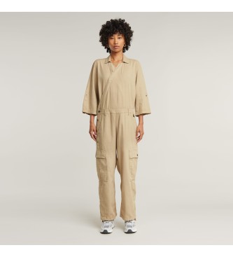 G-Star para mujer. D26008-D454-D848 Mono Wrap beige (XL), Casual, Algodón, Manga larga, Sostenible, Algodón Reciclado