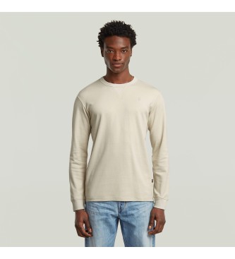 G-Star para hombre. D25076-D976-1603 Camiseta Nifous beige (XL), Casual, Manga larga, Algodón Orgánico, Sostenible