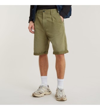 G-Star para hombre. D24544-C962-B212 Pantalón corto Pleated Chino verde (38), Casual, Algodón
