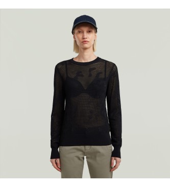 G-Star para mujer. D27724-B754-6484 Jersey Pointelle negro (L), Casual, Viscosa