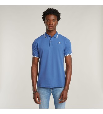 G-Star para hombre. D17127-5864-G989 Polo Dunda Slim Stripe azul (S), Casual, Manga corta, Algodón Orgánico, Sostenible