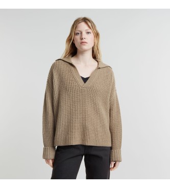 Polo Heavy Knitted Loose beige (L), Casual, Manga larga, Poliéster Reciclado, Sostenible, G-Star outlet