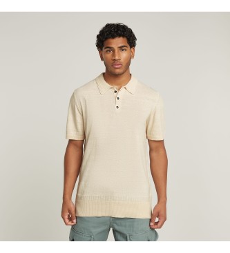 G-Star para hombre. D25960-D997-1603 Polo Knitted blanco crema (S), Casual, Lino, Manga corta, Sostenible