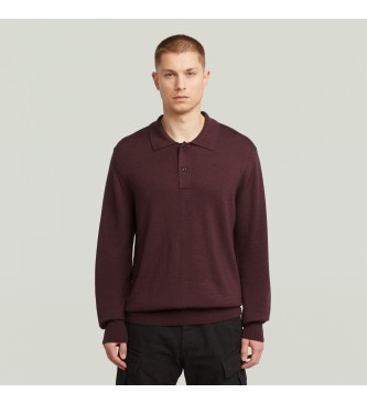 G-Star para hombre. D27707-B692-671 Polo Premium Core Dunda (S), Casual, Granate, Lana, Manga larga